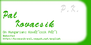 pal kovacsik business card